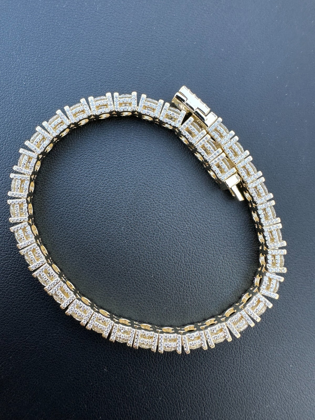 Real Iced 5mm MOISSANITE Tennis Bracelet 14k Gold Over 925 – Stones On All Sides