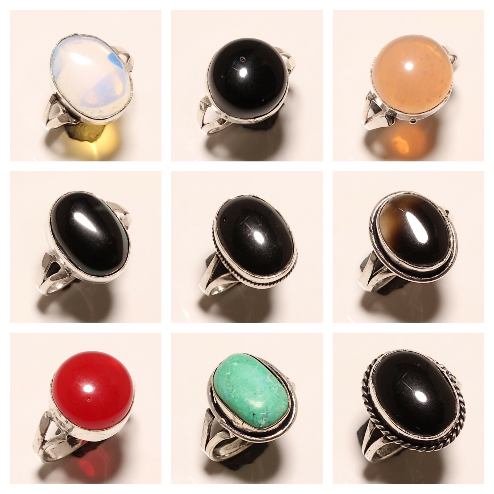 Wholesale Mixed Lots ! Opalite Onyx Ruby Silver Plated Ring Size 6 to 10 US