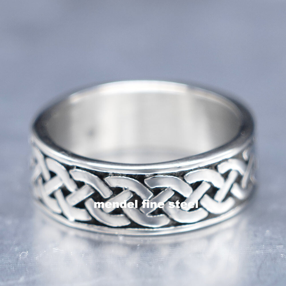 MENDEL Stainless Steel Mens Womens Celtic Irish Knot Band Ring Size 7 8 9 10-15