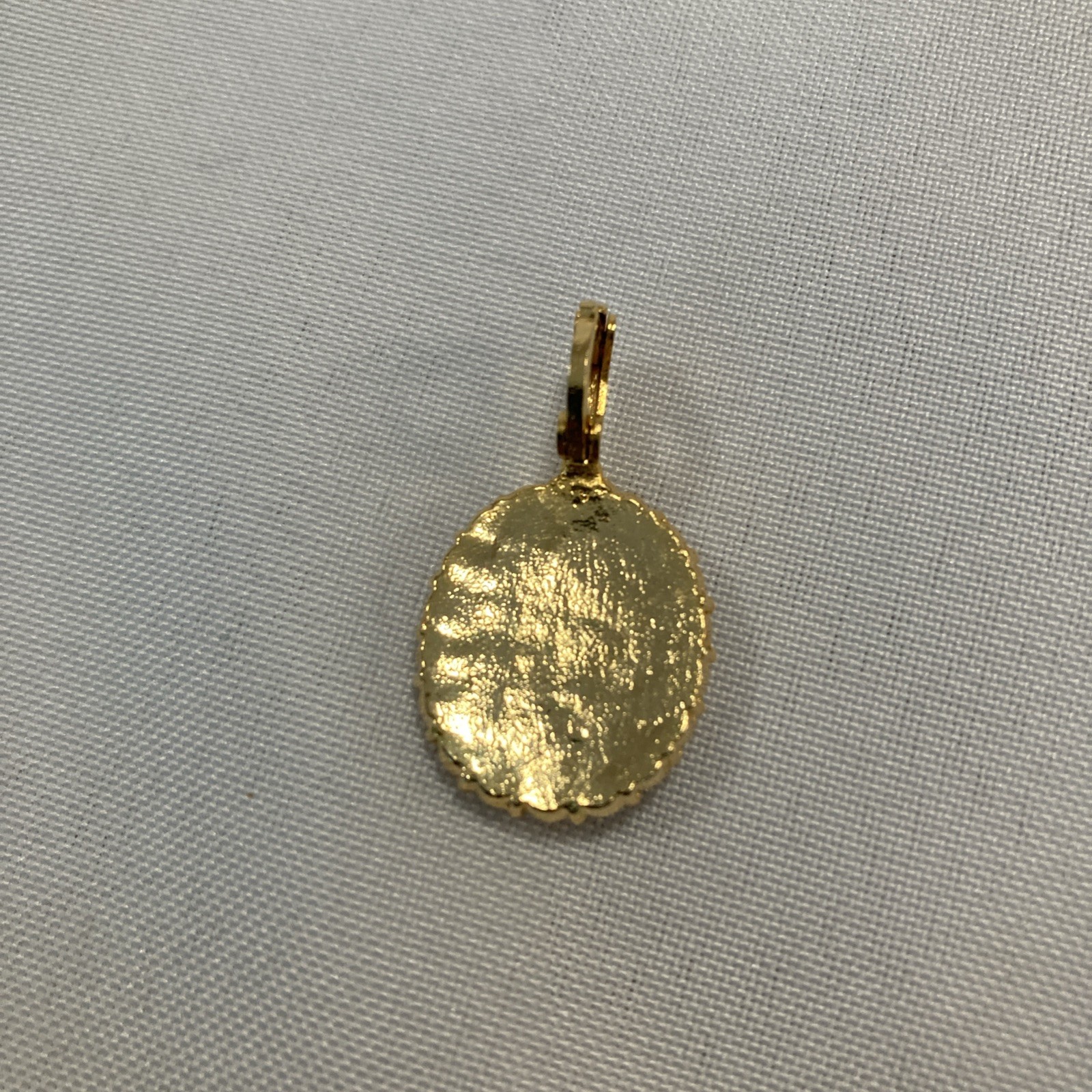 Pendant Gold Tone Faux Emerald Rhinestone 1.25 x .75″ Irish