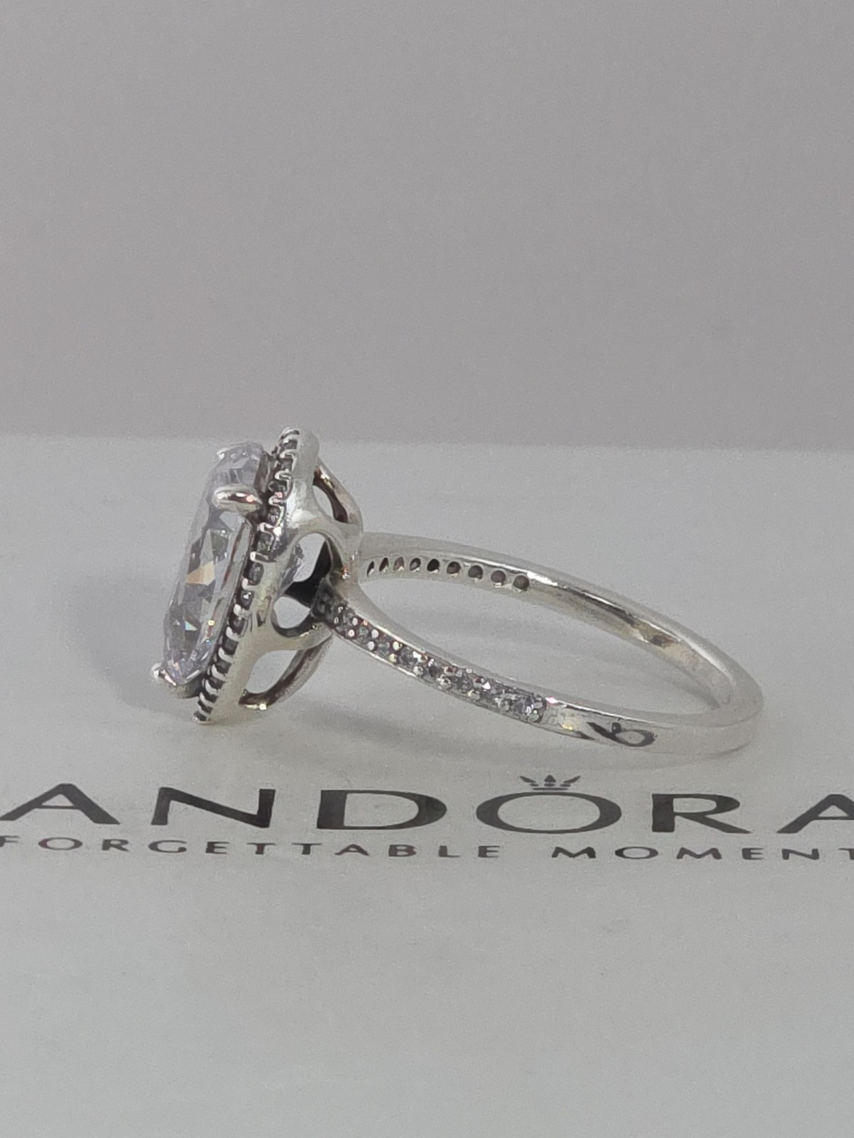 Pandora Sterling Silver Sparkling Teardrop Halo Ring US 6.0 EU 52 #196251CZ