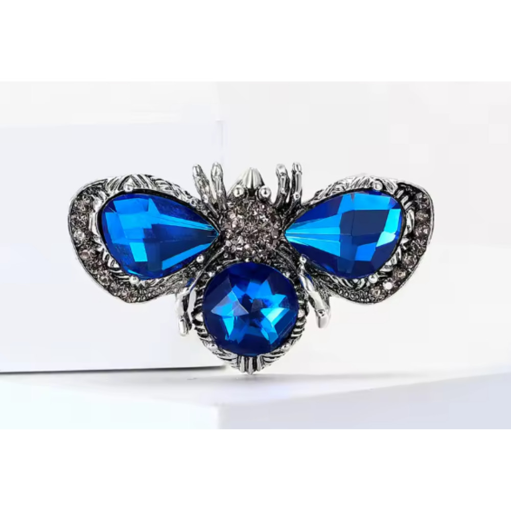 Cute Crystal Bee Silver Brooch Pin Rhinestone Insect Jewelry, Unisex Summer Gift