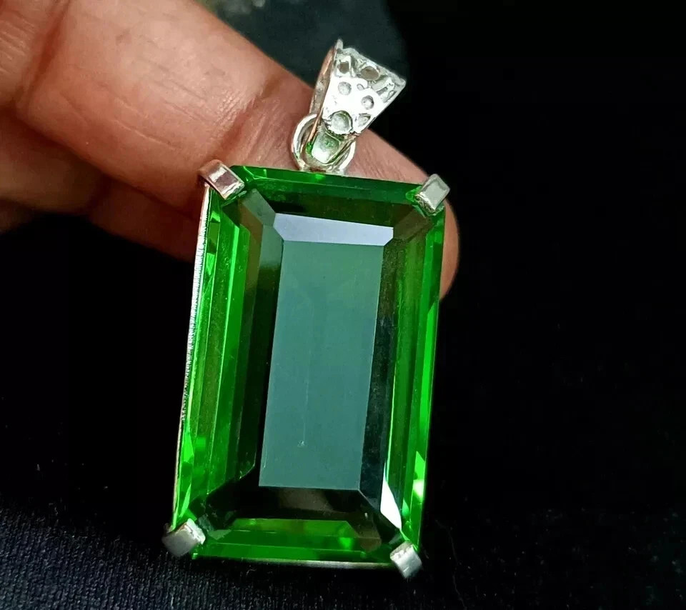 100 Ct+ Certified Natural Green Topaz 925 Solid Silver Pendant Loose Gemstone