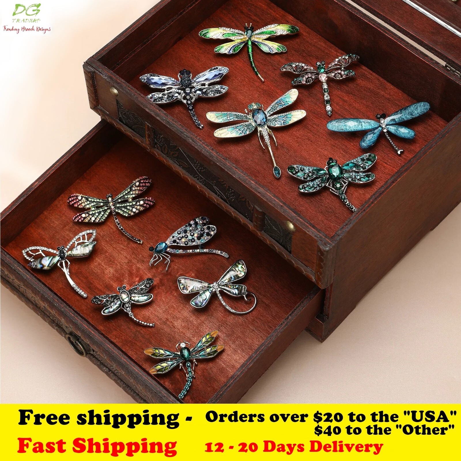 Crystal Dragonfly Brooches Pin Women Vintage Enamel Insect Jewelry Bug 1st list