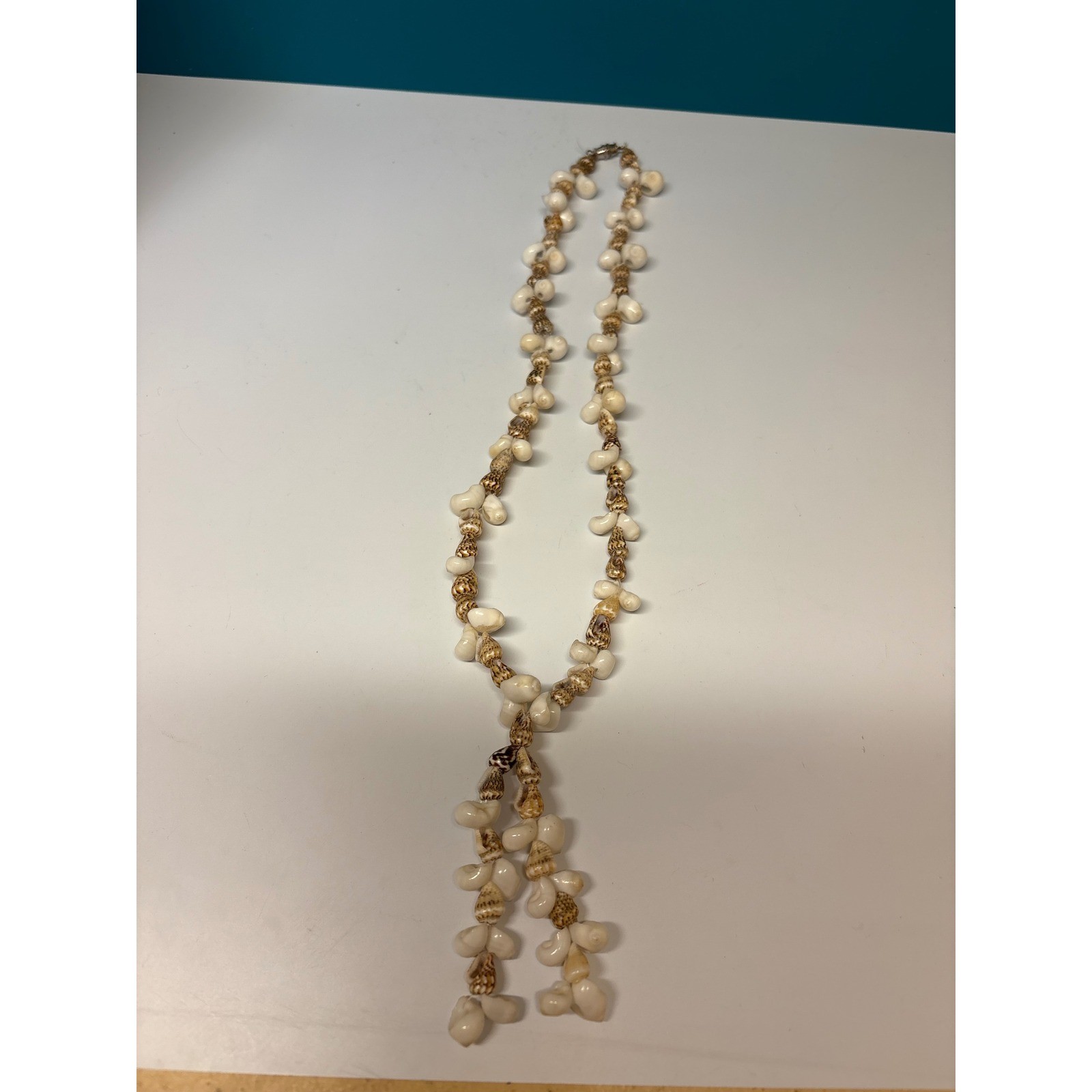 Vintage Natural Sea Shell Tassel Necklace White Brown Puka Boho Coastal