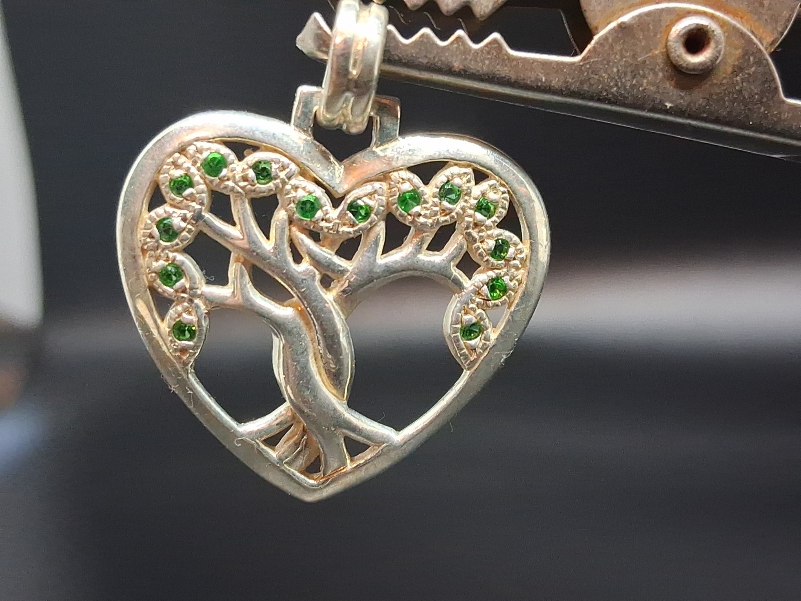 Tree Of Life Emerald Stone Pendant Charm Sterling Silver 925