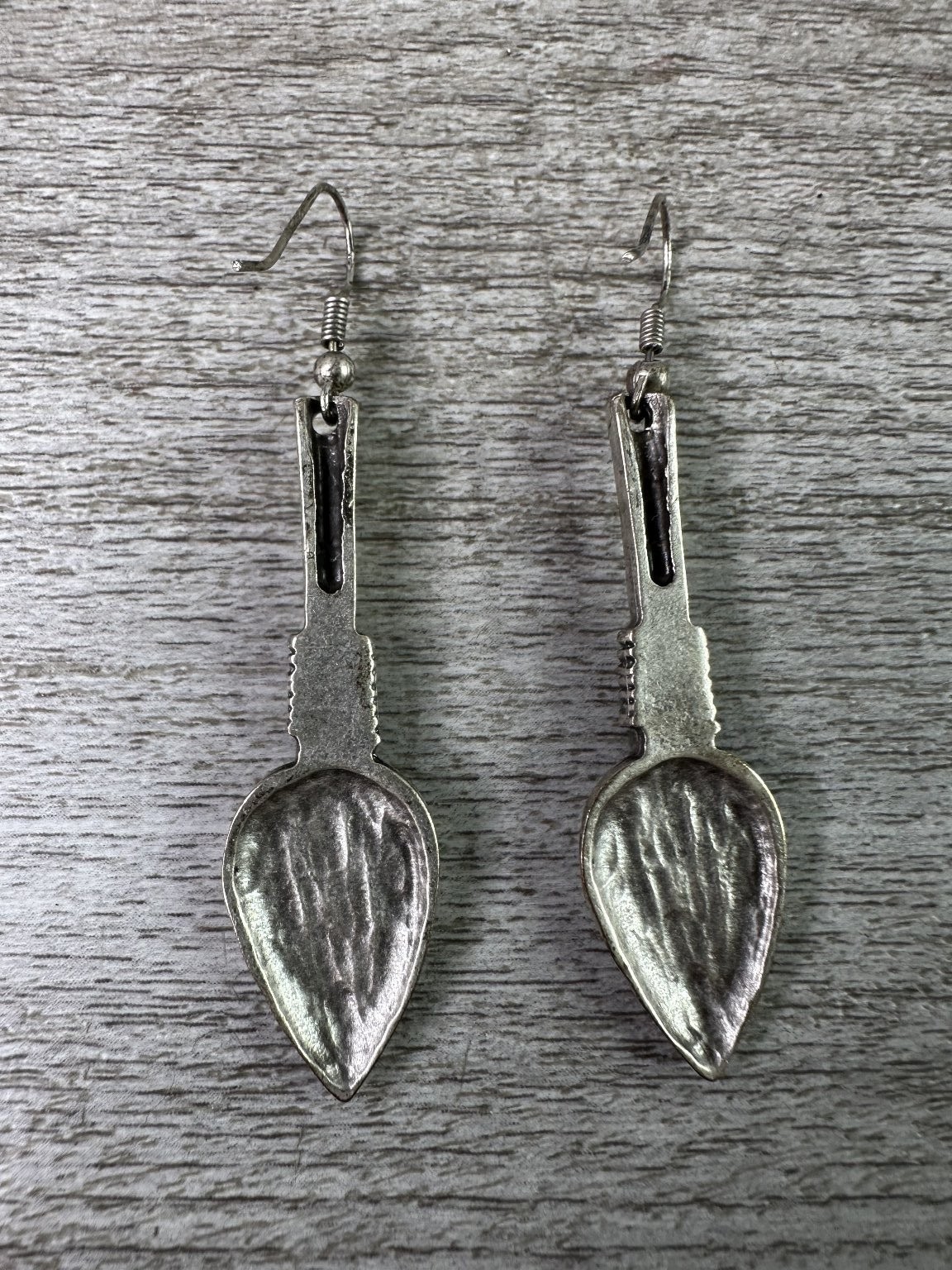 Artisan Silver Tone Dangle Earrings 2.5″ Long Hammered Bohemian Style