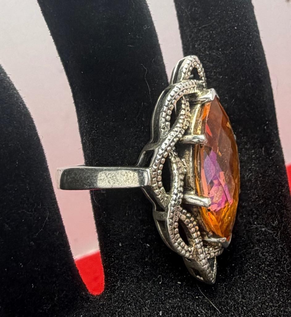 Nicky Butler Spessartine Garnet Designer 925 Sterling Silver NB Ring Size 8.5