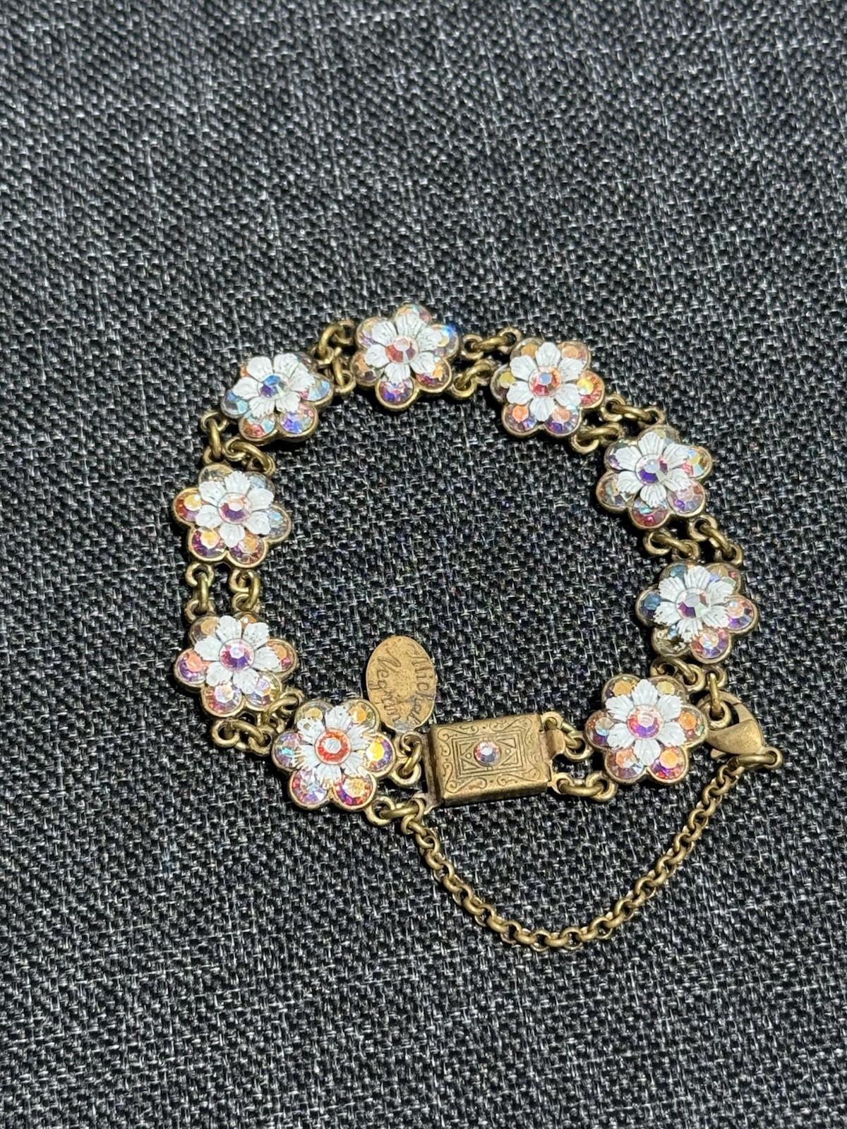 MICHAL NEGRIN Bracelet Floral Design White / Iridescent ~ Swarovski Crystals