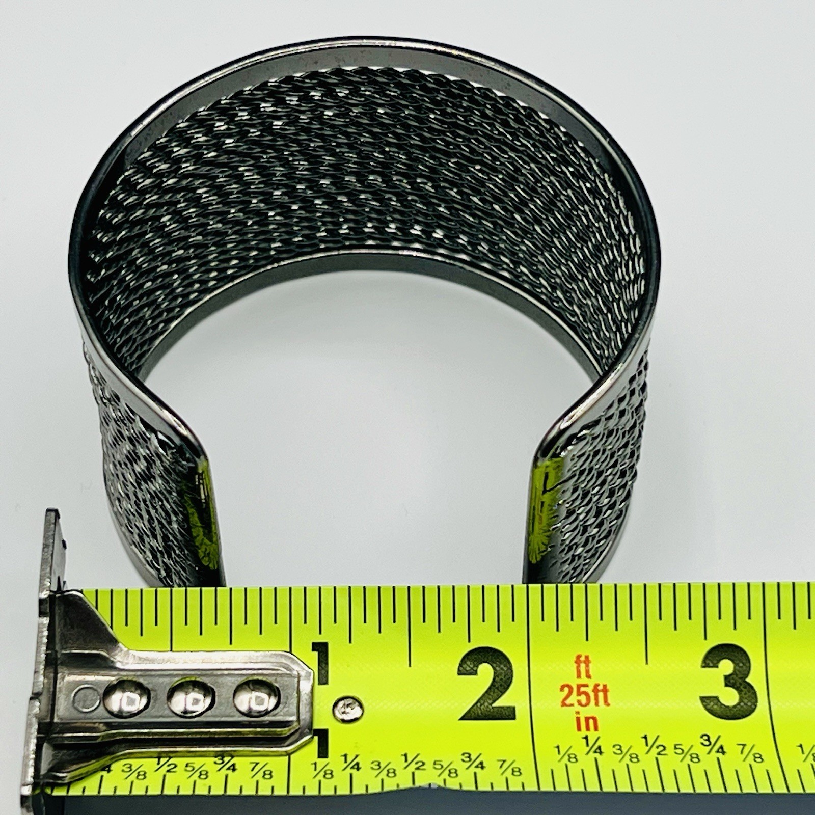 Gunmetal Rope Chain Wide Cuff Bracelet Mesh Wrap Modern Statement