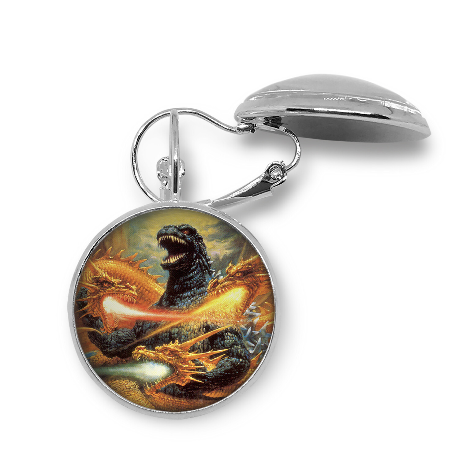 Godzilla versus King Ghidorah Key Ring Cufflinks Tie Clip Necklace Ring Earrings