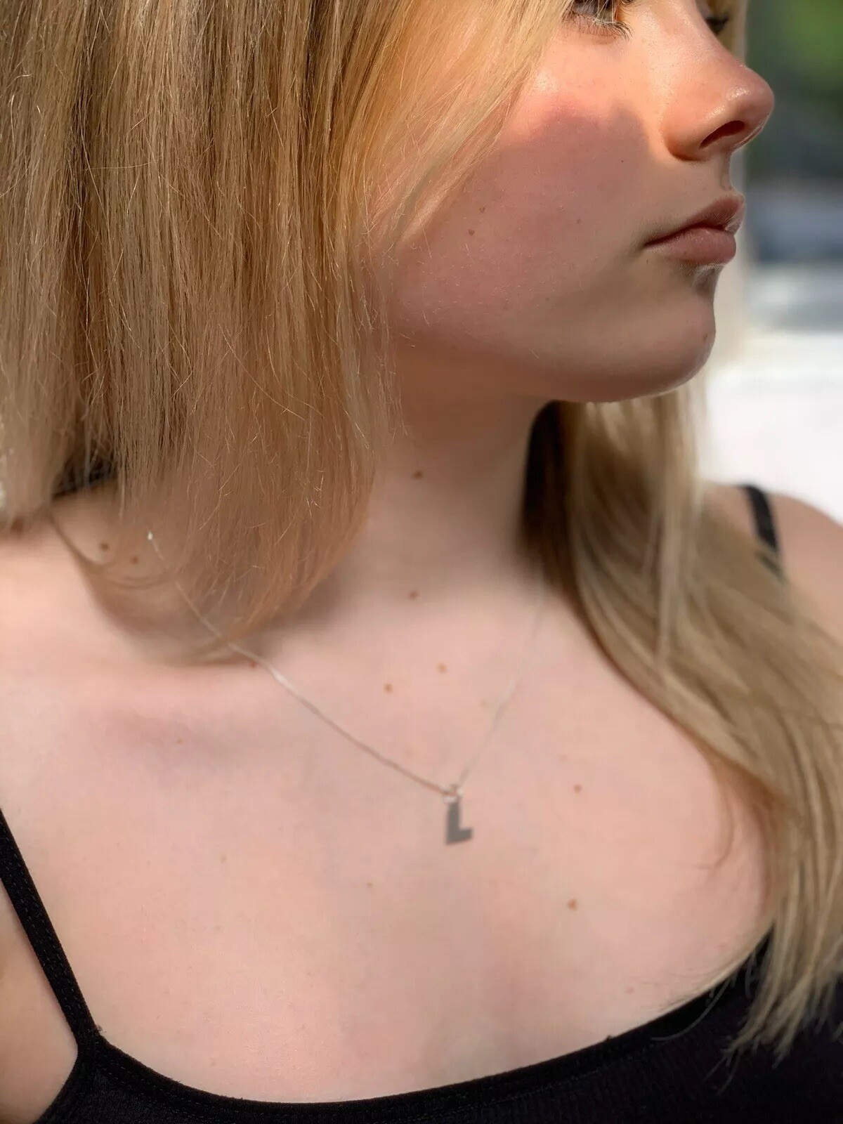 Initial Letter Charm Necklace Pendant Sterling Silver Woman Modern Stylish Trend