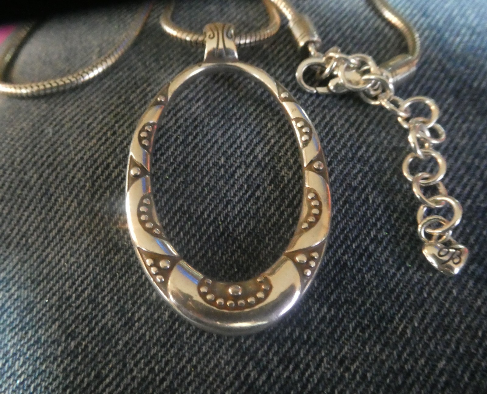 Brighton Contempo Necklace Silver Plated Teardrop Pendant Snake Chain Adjustable