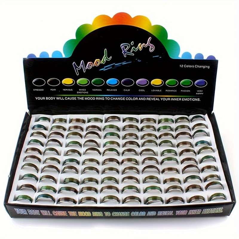 Emotion Sensitive Mood Rings 100pcs Bulk Color Changing Temperature Rings