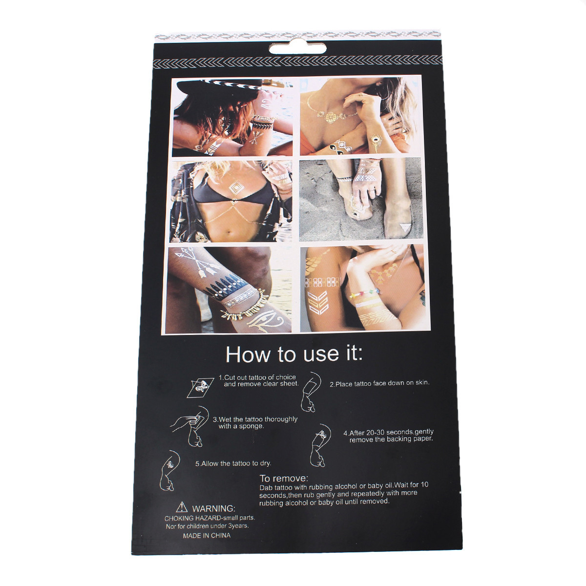 Sexy Sparkles Metallic Waterproof Temporary Tattoo Sticker Body Art Metallic Col