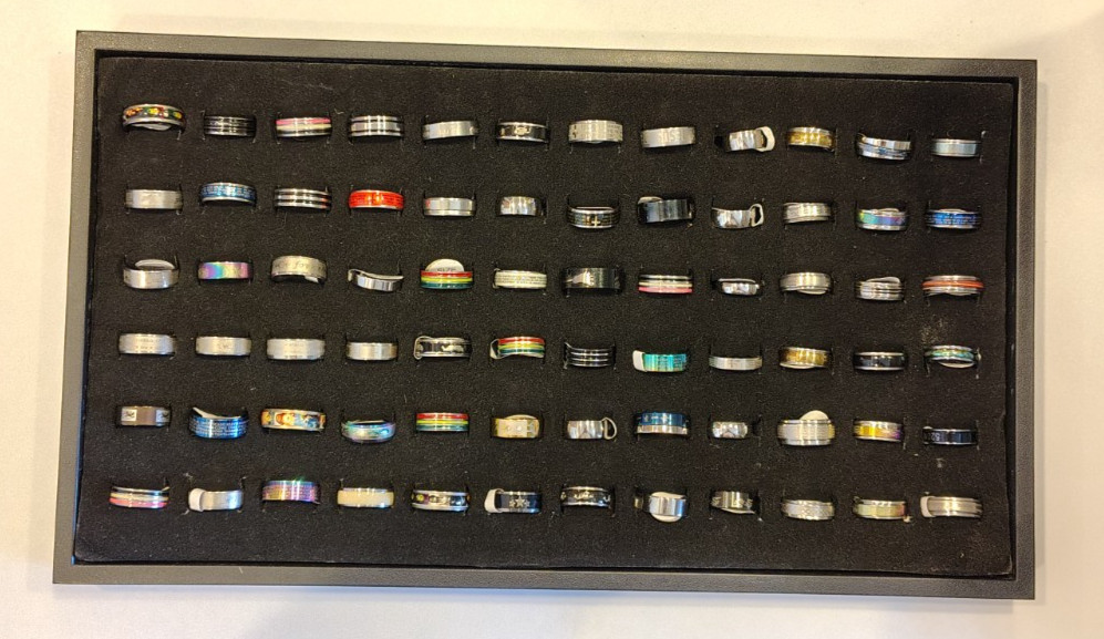 72Pcs Mixed Stainless Steel Rings w/ Display Fashion Ready for Resale! Size 5-14