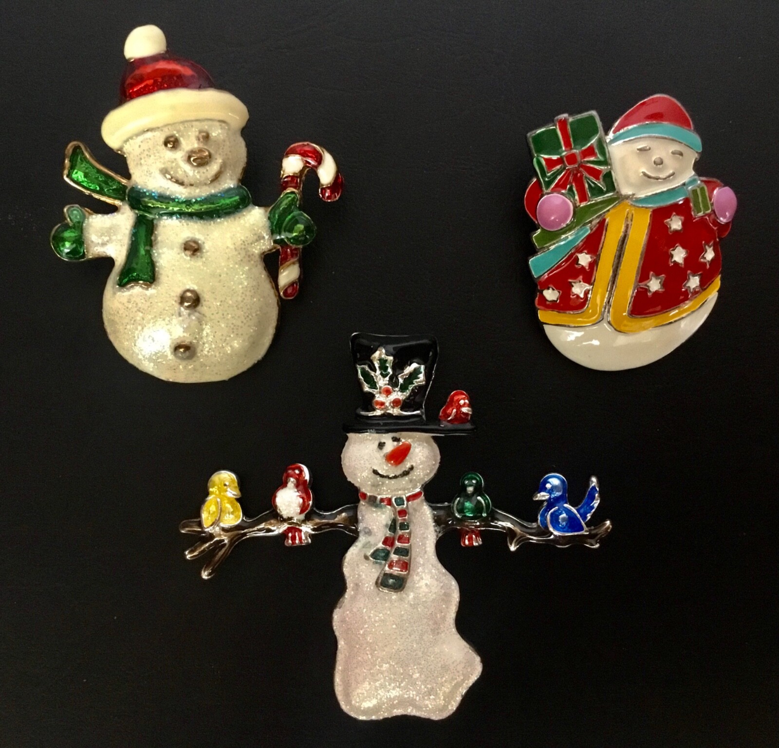 Snowman Christmas Holiday Pin Lot Vintage to Modern