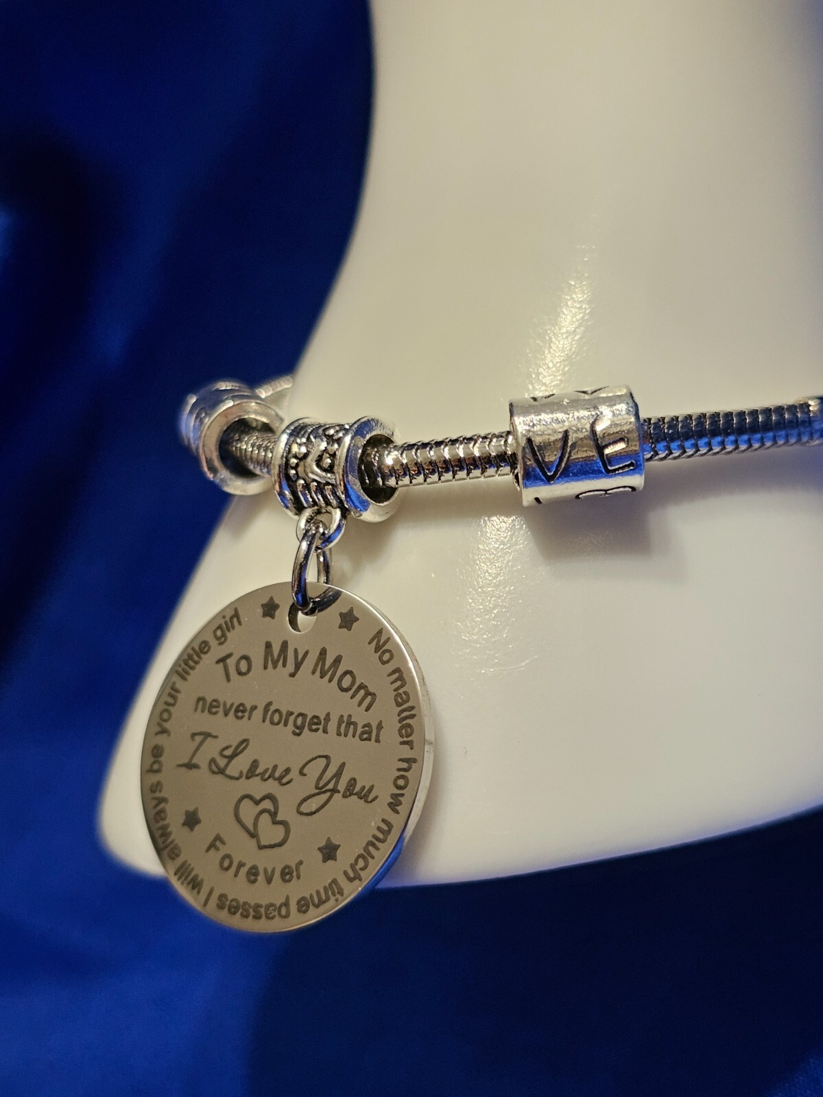 A MOTHER’S GIFT FROM DAUGHTER SILVER TONE BRACELET “I LOVE YOU FOREVER” 6″-8″
