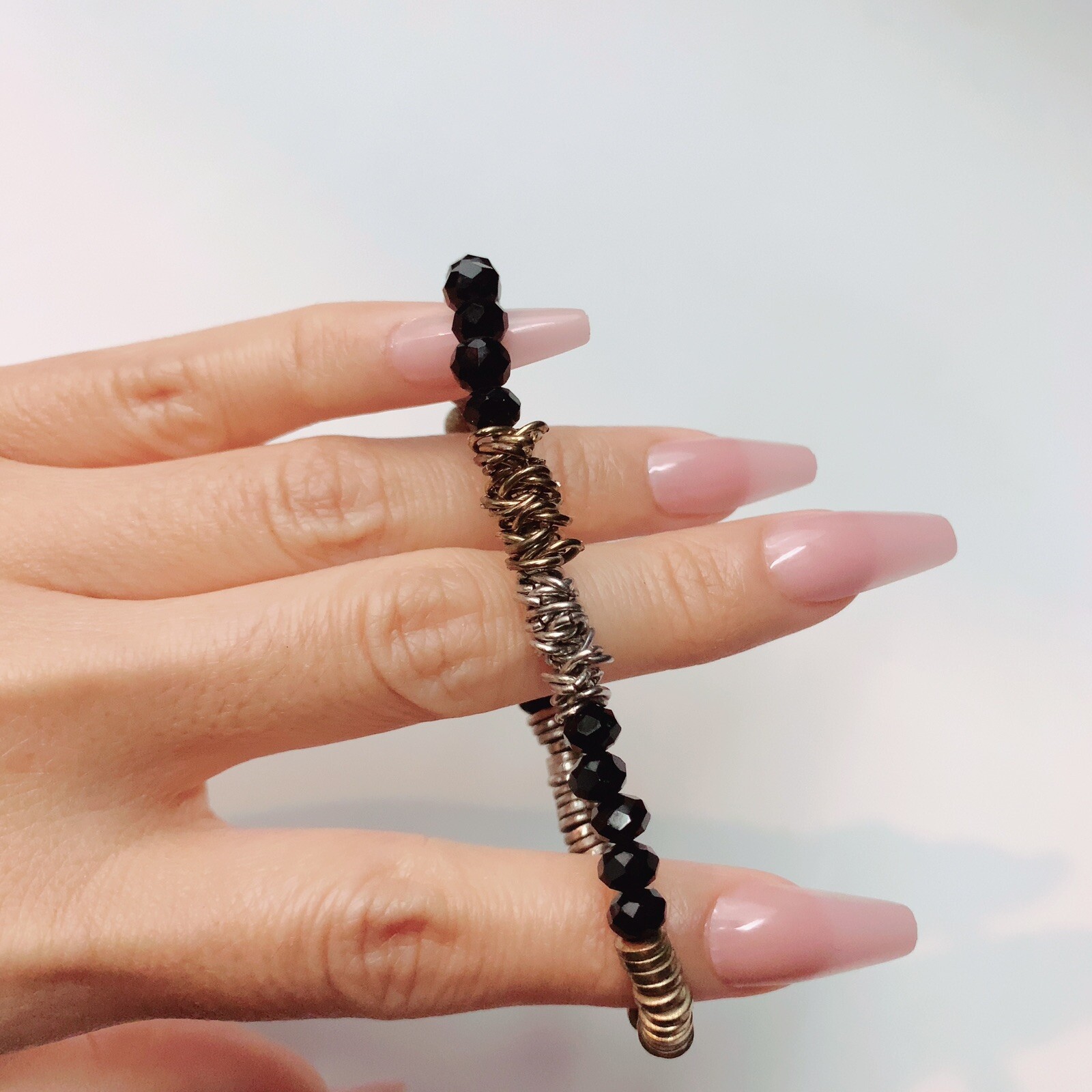 Black Silver Gold Beaded Fashion Bracelet