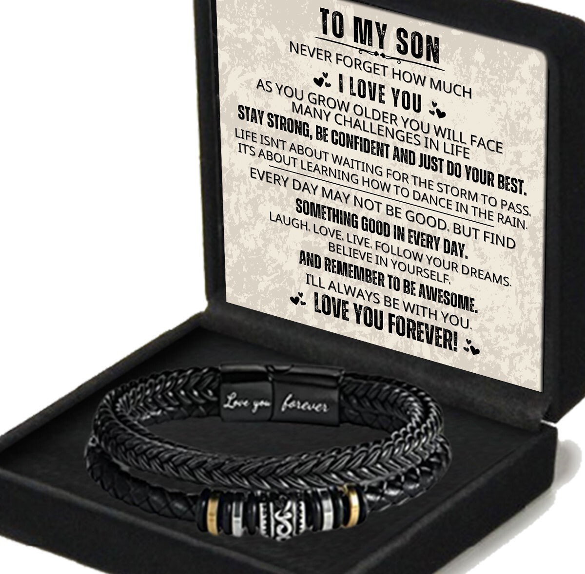 To My Son Gift for Son Bracelet Love from Mom, Dad Forever Birthday, Graduation