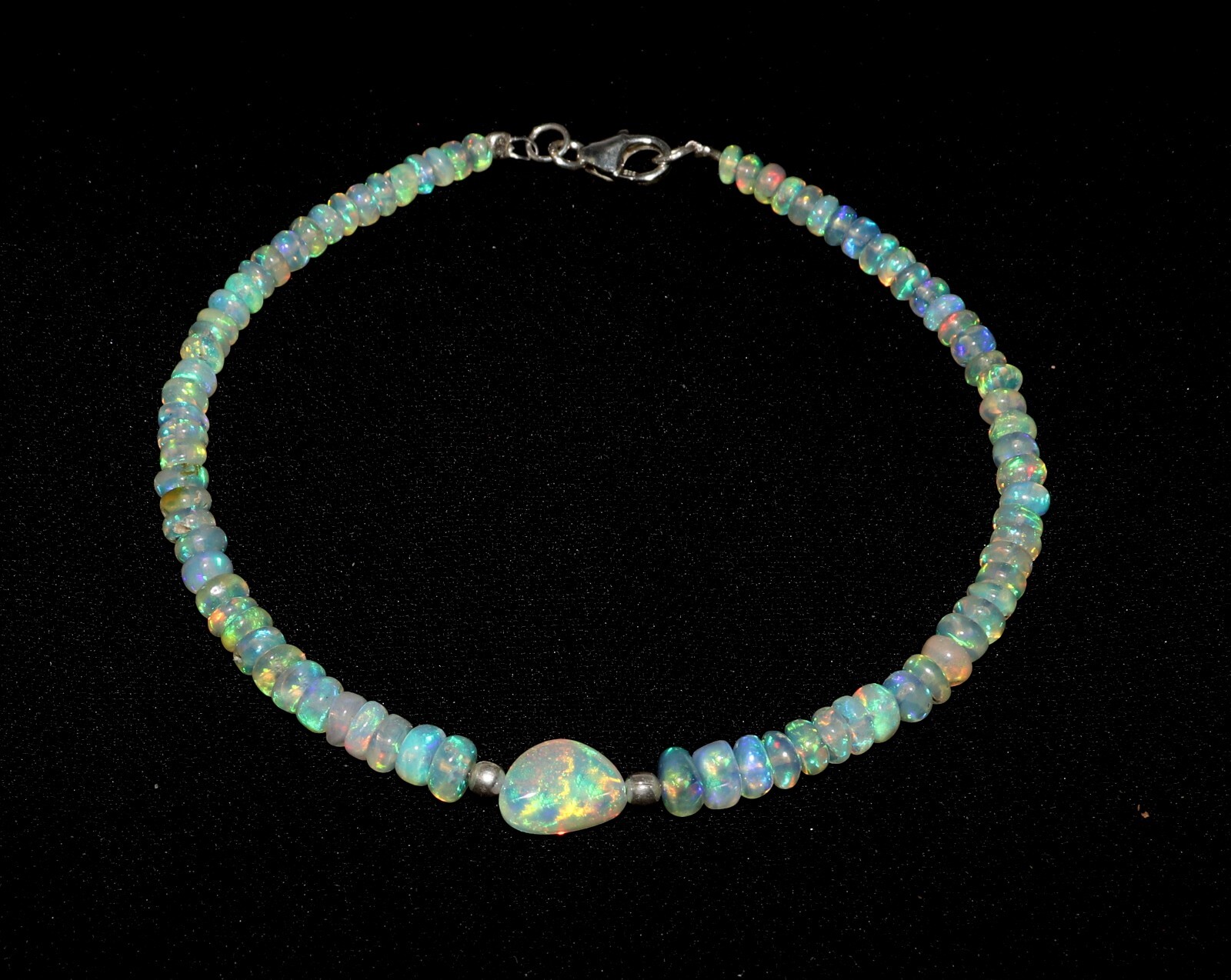 fire opal bracelet Natural Ethiopia opal tumble bracelet with 925 sterlin silver