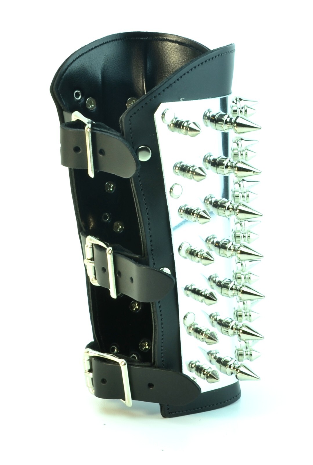 Metal Plate 1″ Spike Gauntlet Bracer Genuine Leather Heavy Metal By Funkplus