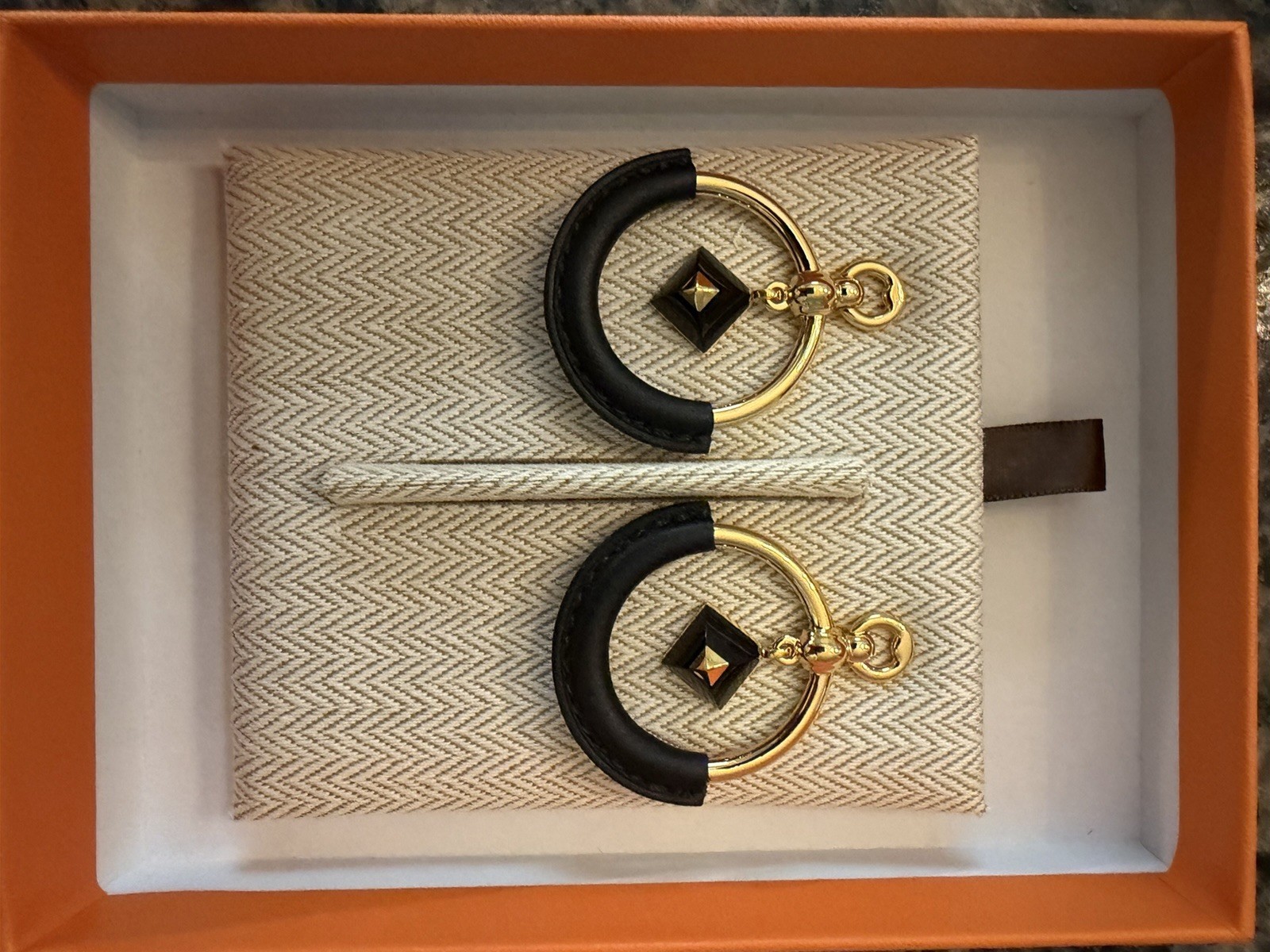 Hermes Medor Earrings Black and Gold – Brand New In Box – With Receipt!