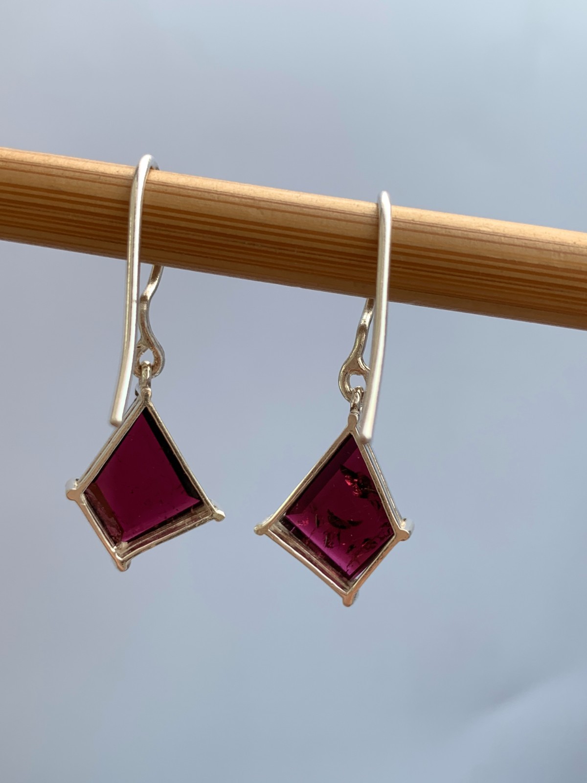 Pinkish Red Tourmaline Earrings: 925 Sterling Silver, Handmade Gemstone Jewelry