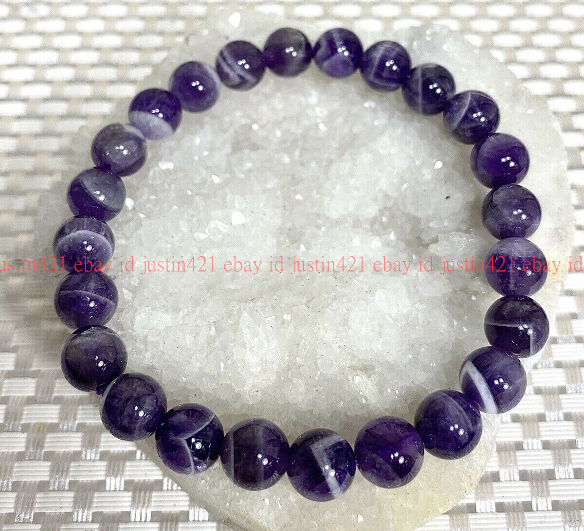 Wholesale 6 Pcs 4/6/8/10/12mm Natural Amethyst Crystal Stretch Bracelet 7.5″ AAA
