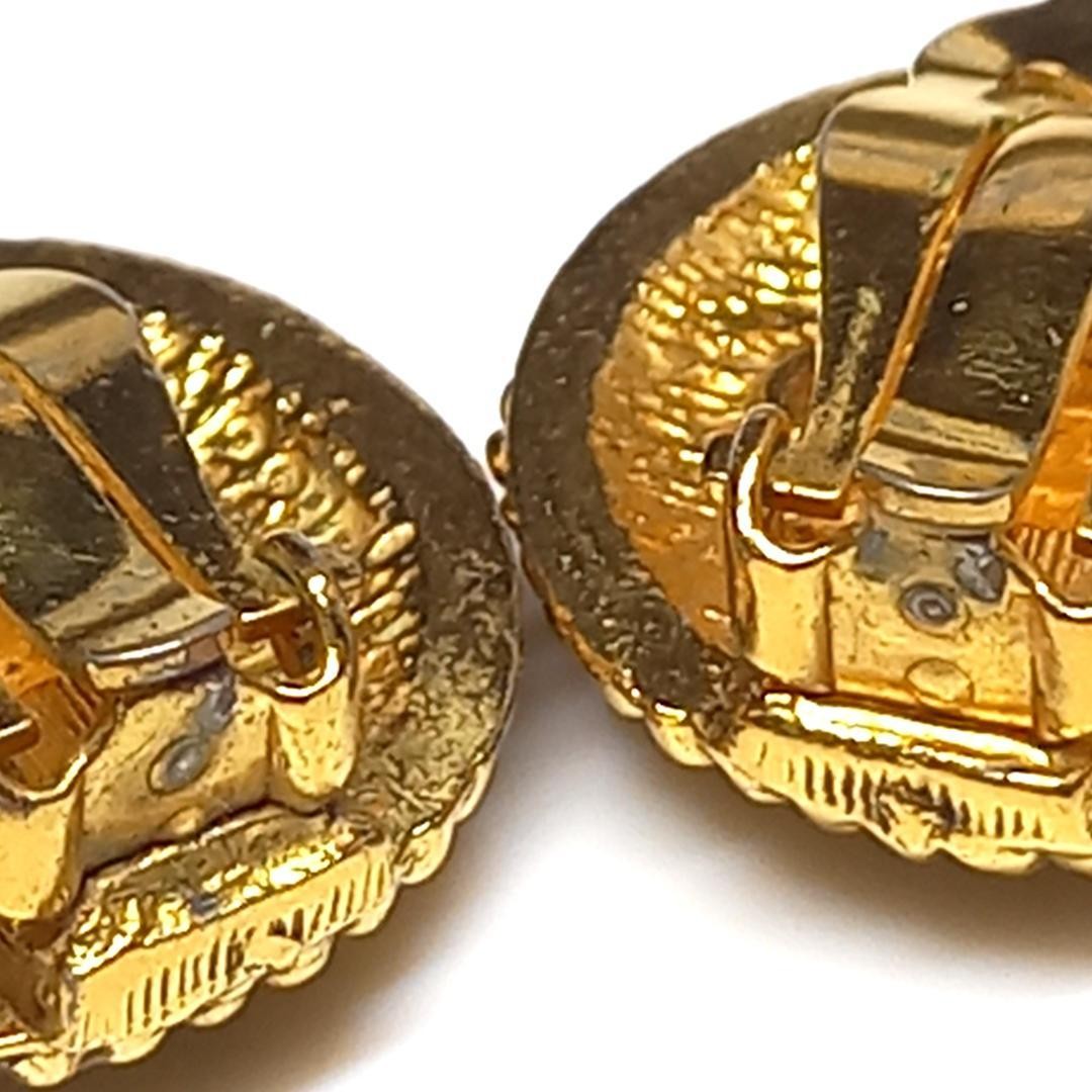 Chanel Earrings Gold Coco Mark Logo Metal Round Fashion Accessory Vintage Used