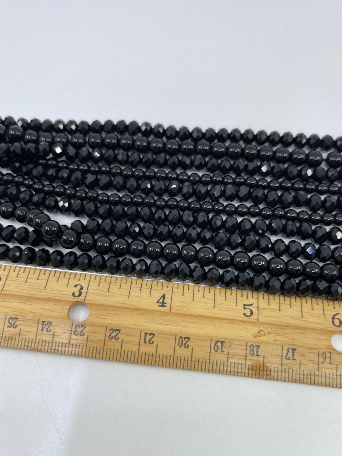 LOFT Multi Strand Black Glass Beaded Faceted Beads Boho Retro Necklace 24”