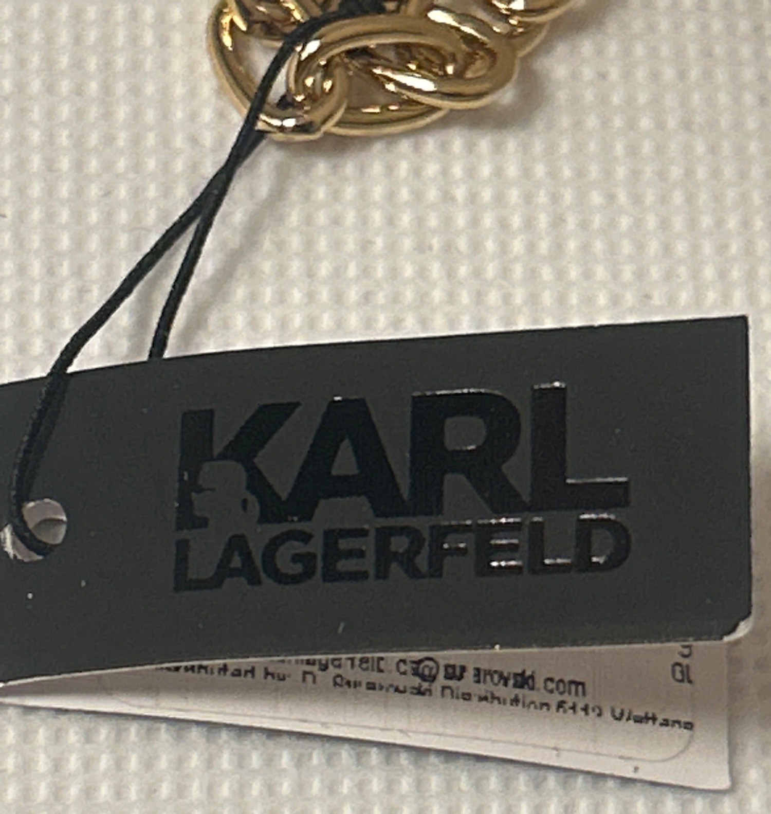 Karl Lagerfeld gold-tone link bracelet with cat charm Swarovski crystals 6.5”-8”