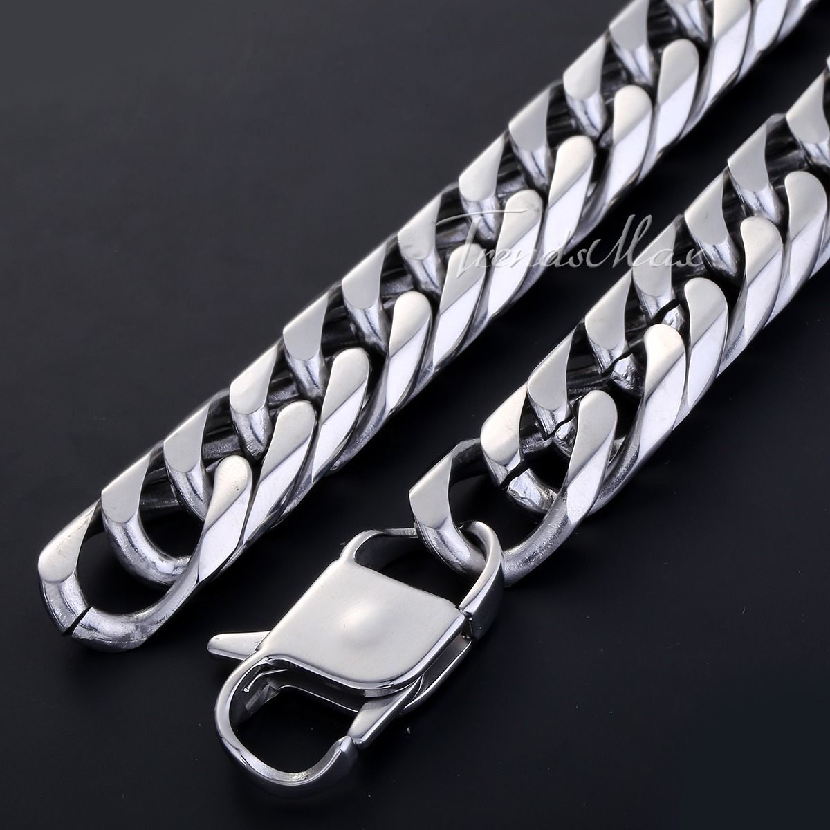 15mm 316L Stainless Steel Bracelet Silver/Gold Plated Curb Link Mens Chain 8-10″