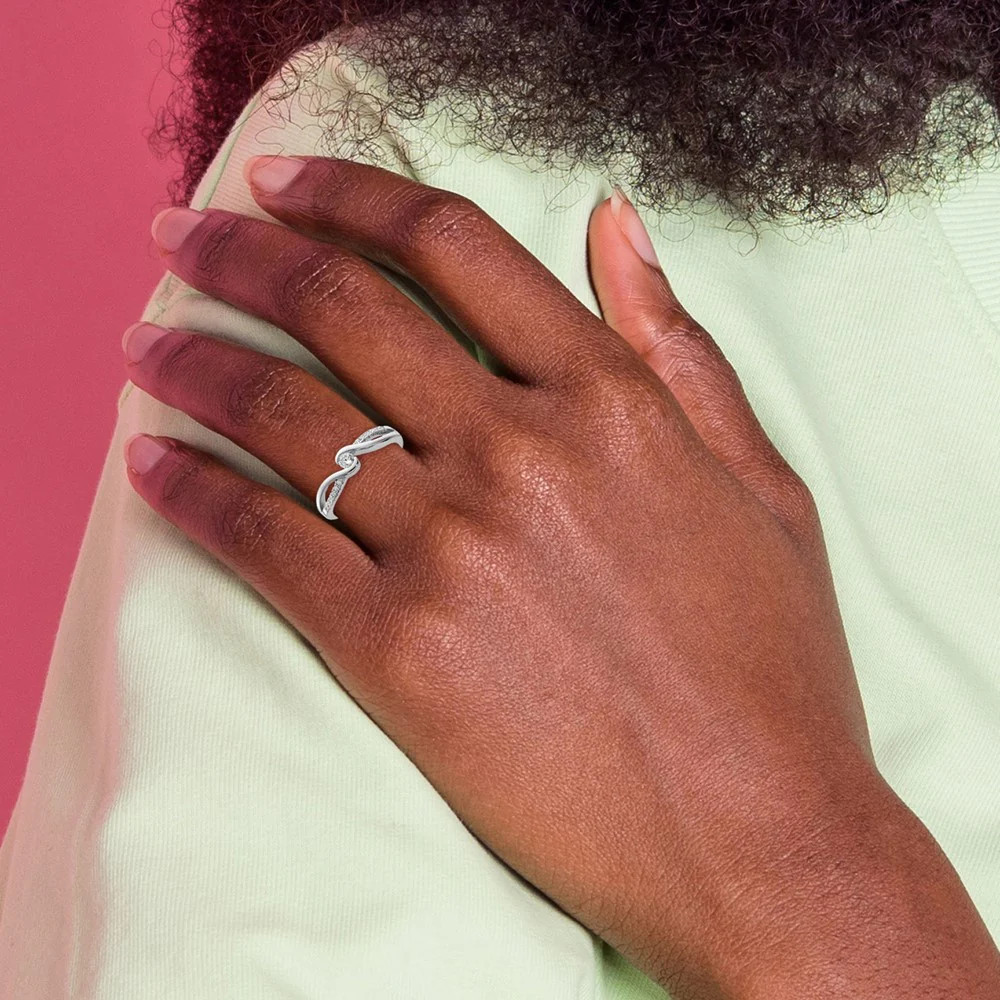Sterling Silver Rhodium-Plated & CZ Ring
