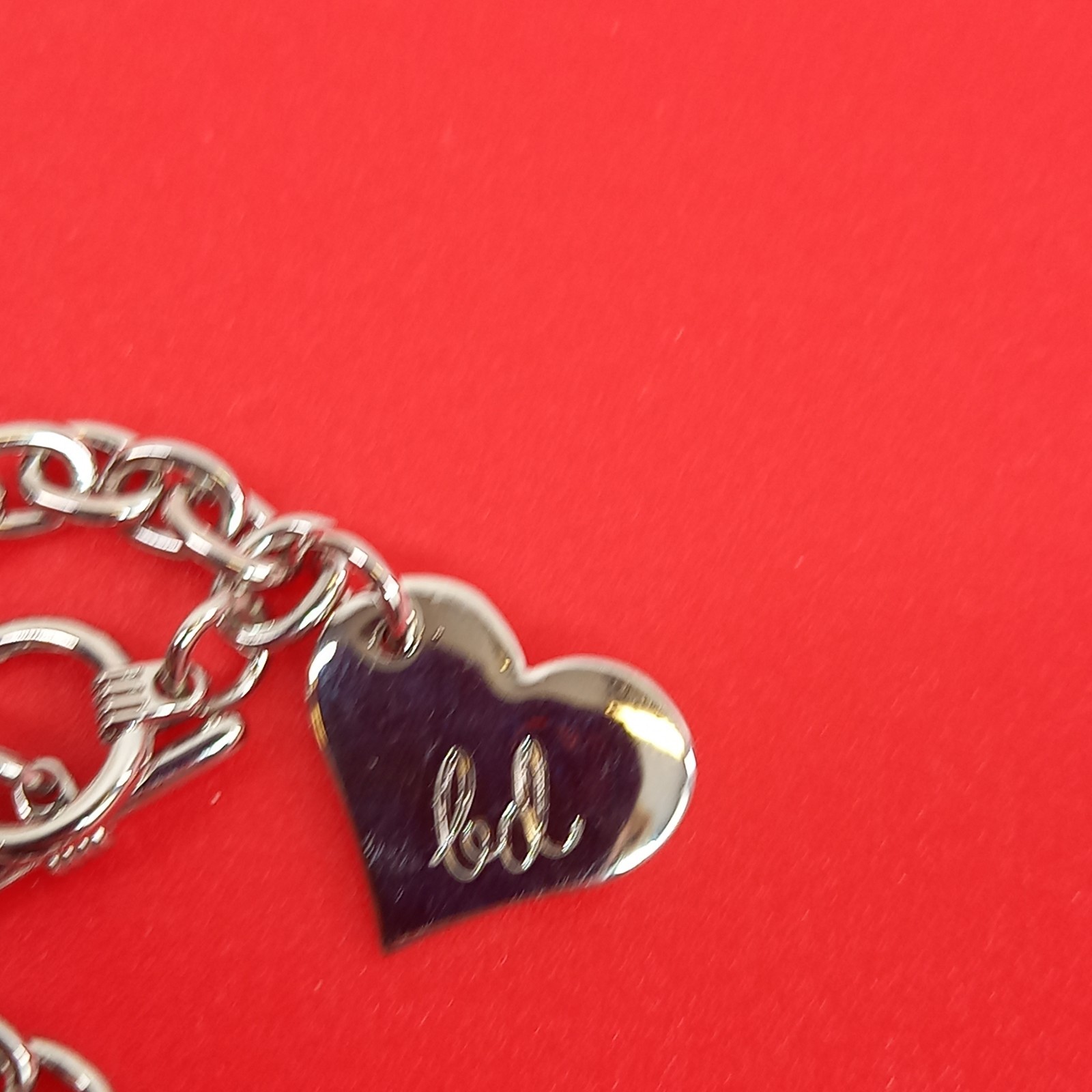 Silver Tone Charm Bracelet Teal Pink Cowboy Boots Heart LD BD? Initials Gift