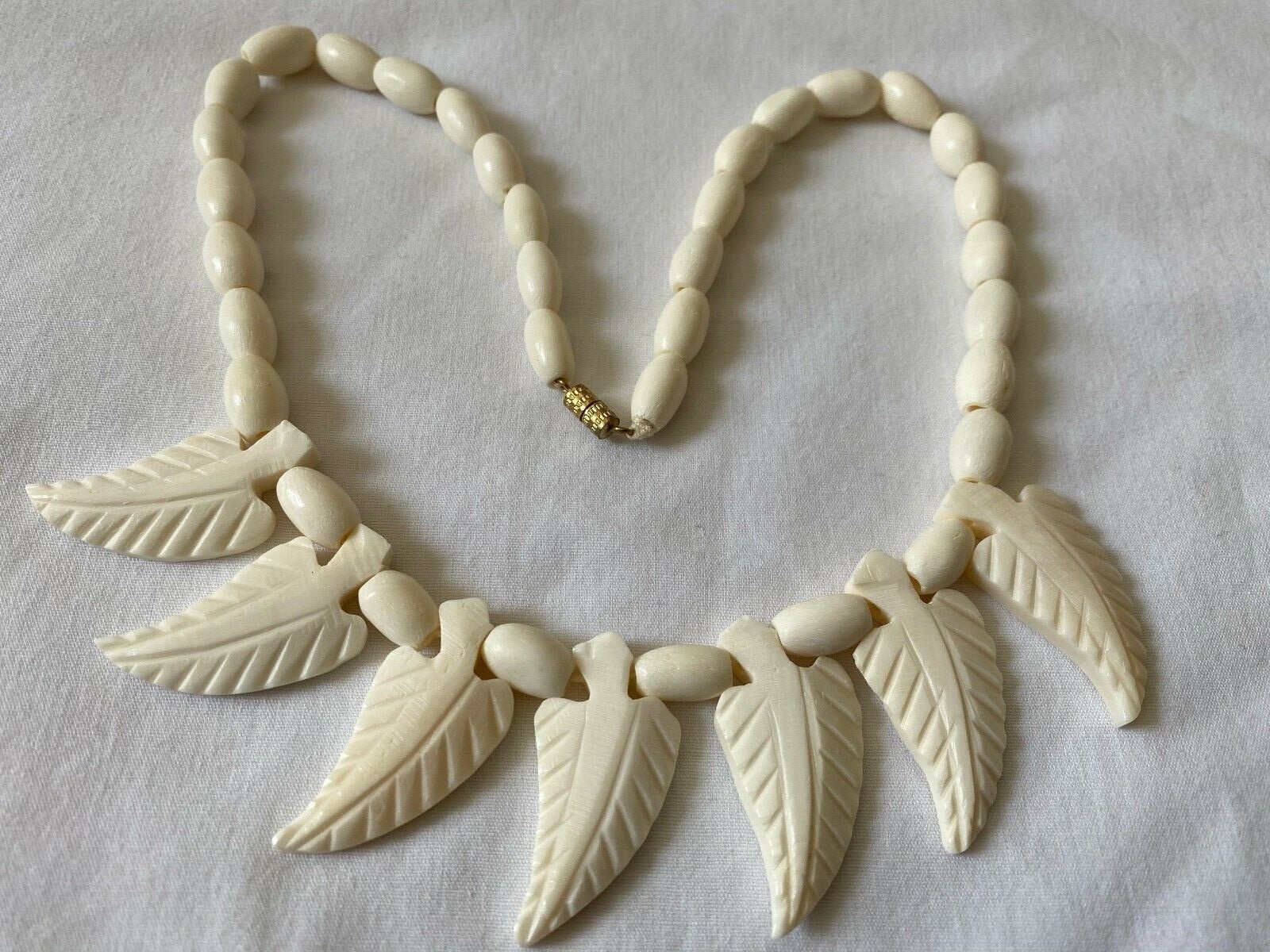 Egyptian Camel Tree Leaf Necklace Hand Carved Very Unique 18″