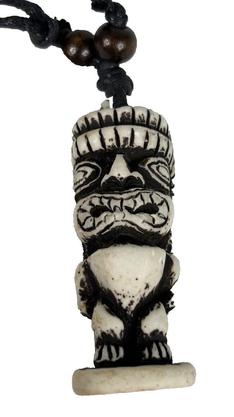 Tiki Necklace Pendent Adjustable Cord Resin Tiki God/Idol Guy Hawaiian Surfer 1