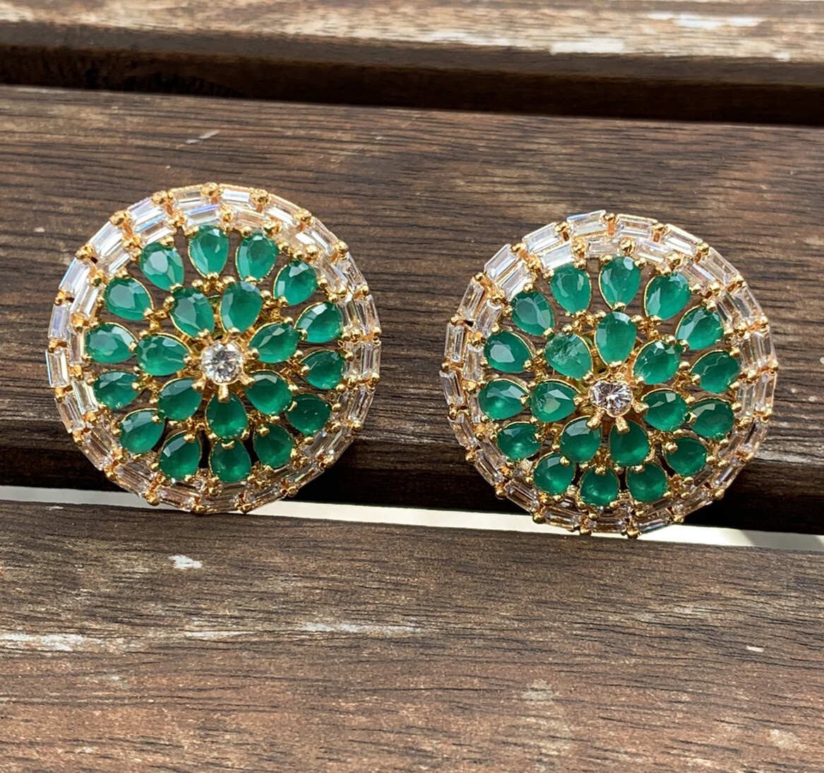 Indian Gold Plated American Diamonds Latest Design Stud Earring Women Fashion