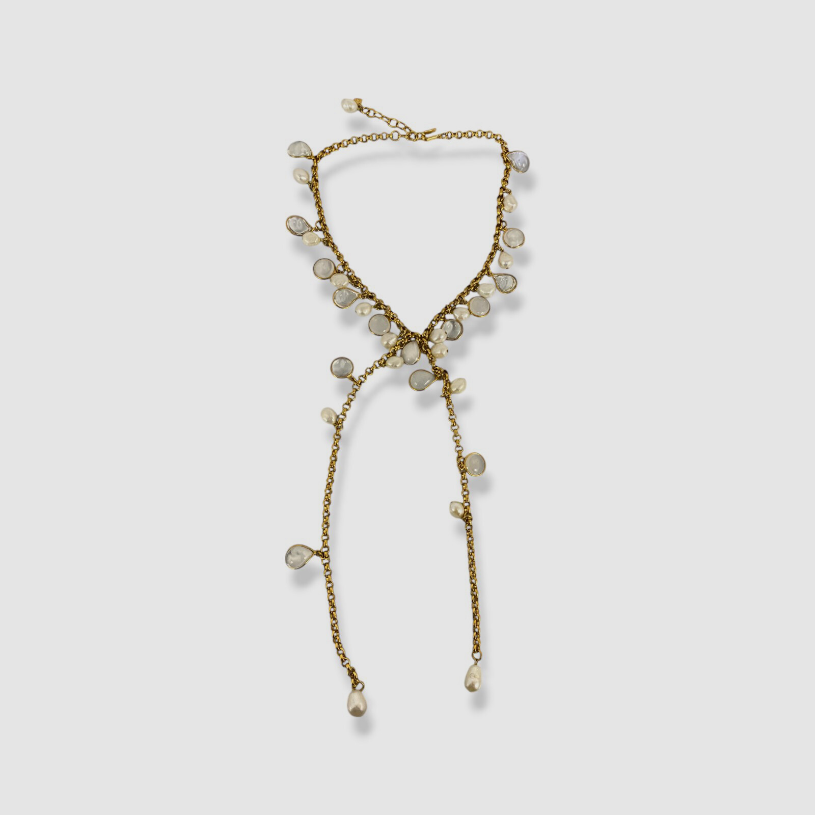 Loulou De La Falaise Women’s 24K Gold Plated Pearl Glass Double Drop Necklace