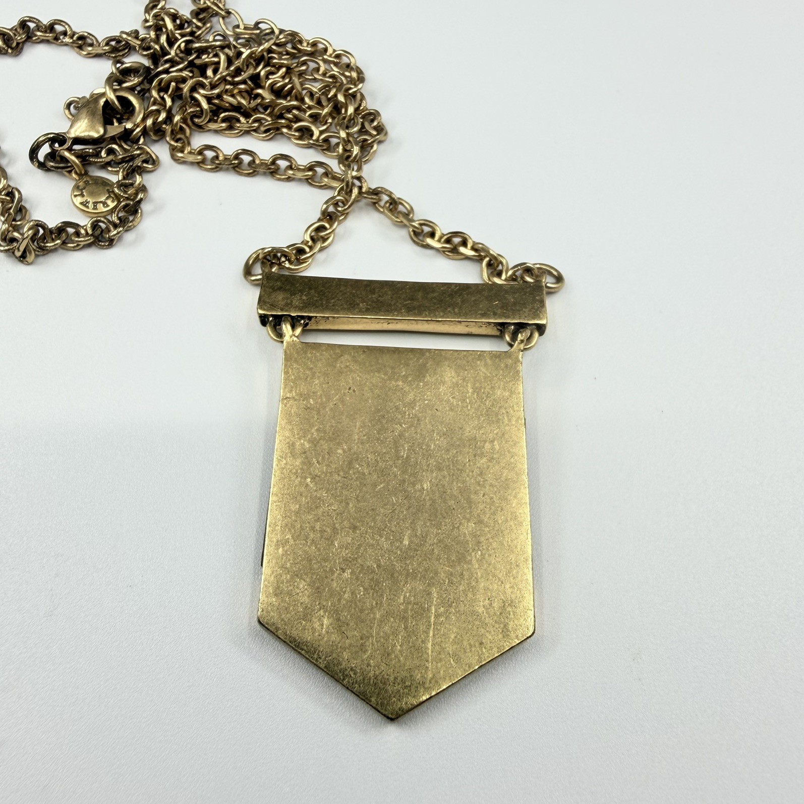 J. Crew Pendant Sweater Necklace, Gold Tone Navy Blue w Rhinestone