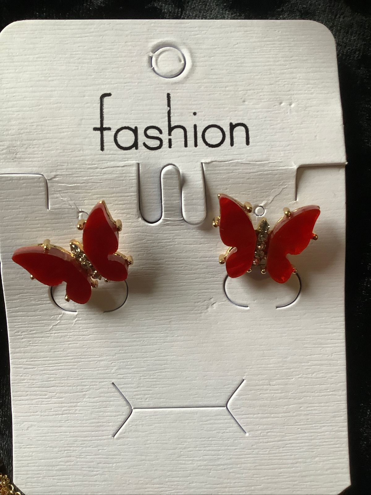 Set de Mariposa Oro Laminado Butterfly Red CZ Set
