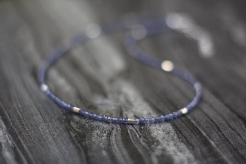 A++ Blue Iolite Faceted Round Gemstone Beads September Birthstone Necklaces 32”