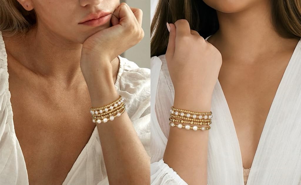 Trendy Cute Pearl Beaded Bracelet Stack Set Jewelry Gifts For Woman Teen …