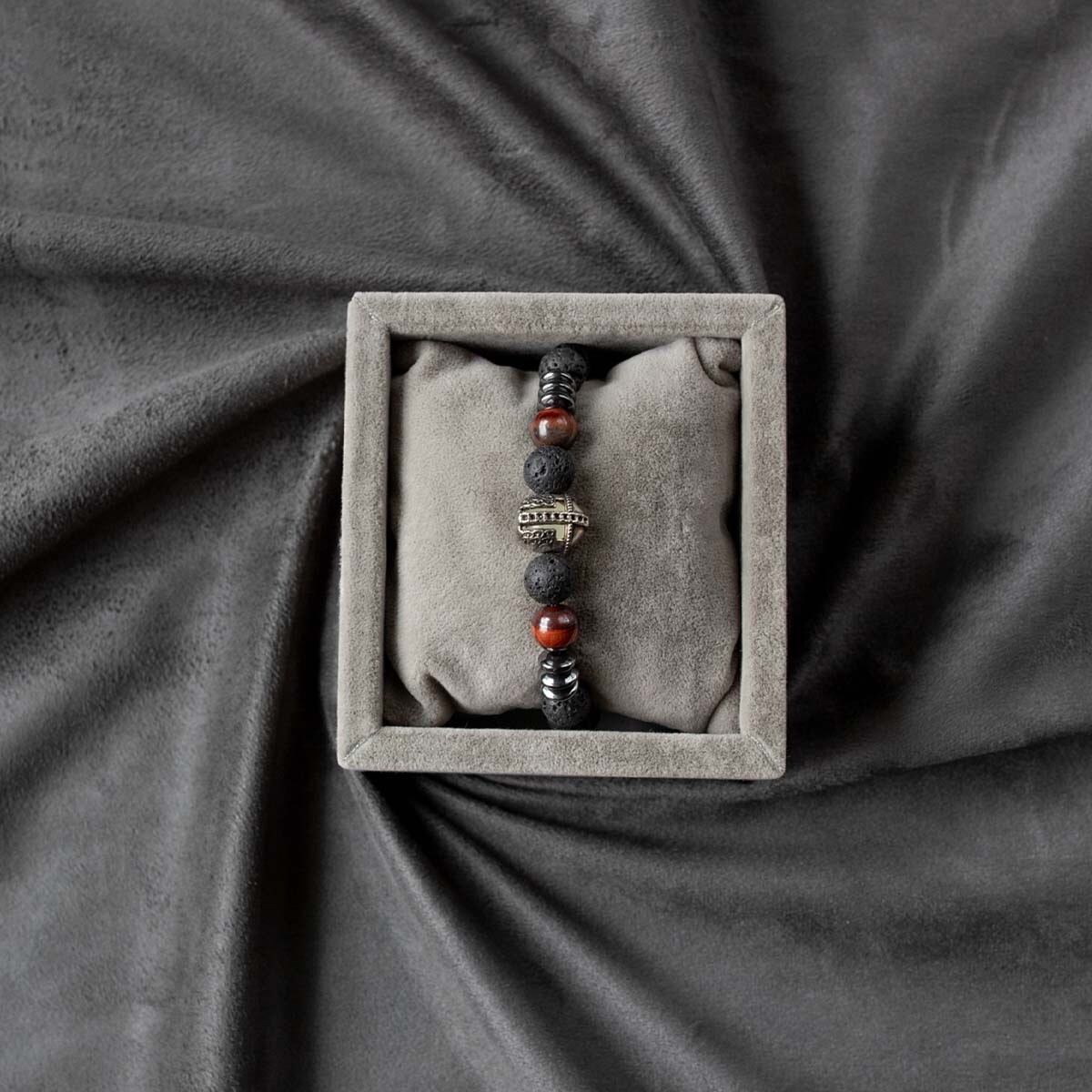 Black Volcanic Rock Lava Stone Beaded Bracelet Men Women 10mm Stone Beads