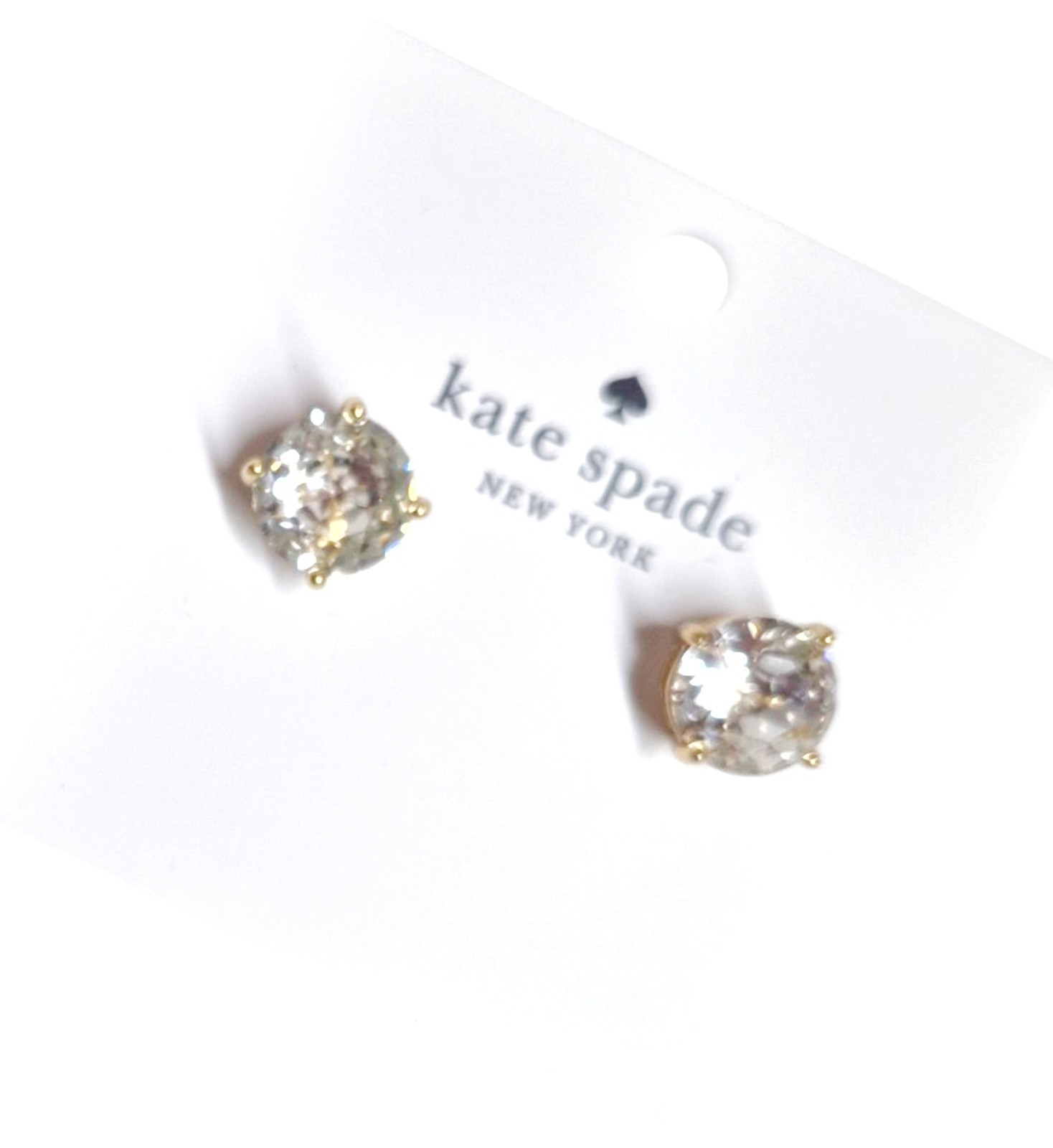 Kate Sapde Gumdrops Stud Earrnigs Clear/Gold 12-k Gold Plated O0RUO666 New