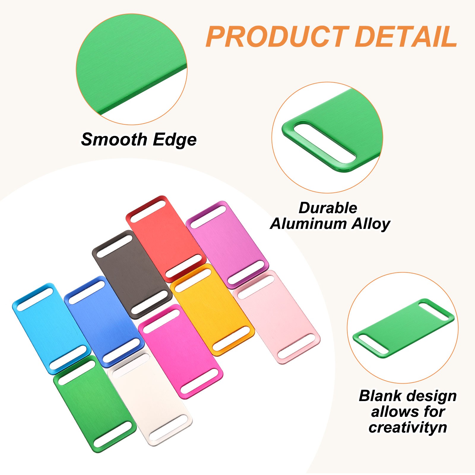 20 Pcs Anodized Aluminum Blank Tags 47 mm Sided Pet ID Stamping Tags, Green