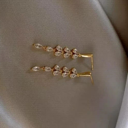 2.40Ct Round Cut Simulated Diamond Drop Women’s Earring 14k Yellow Gold Plated