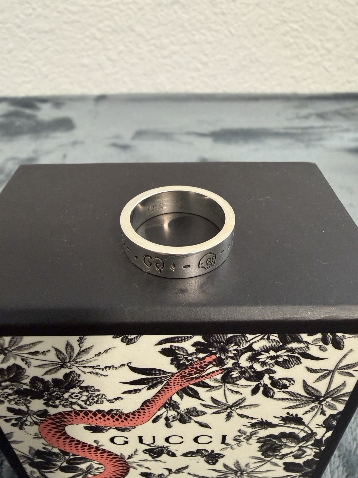 Brand New Gucci Ghost Sterling Silver 925 Ring Size 9 (US 5)