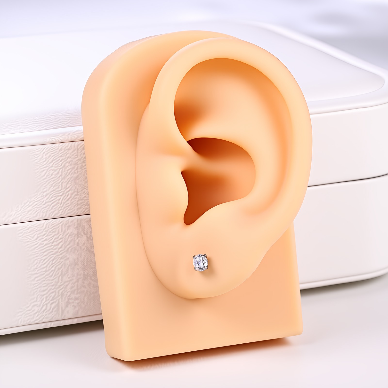 1 Pair 20G Titanium Steel Stud Earrings CZ Ball Heart Helix Cartilage Piercings