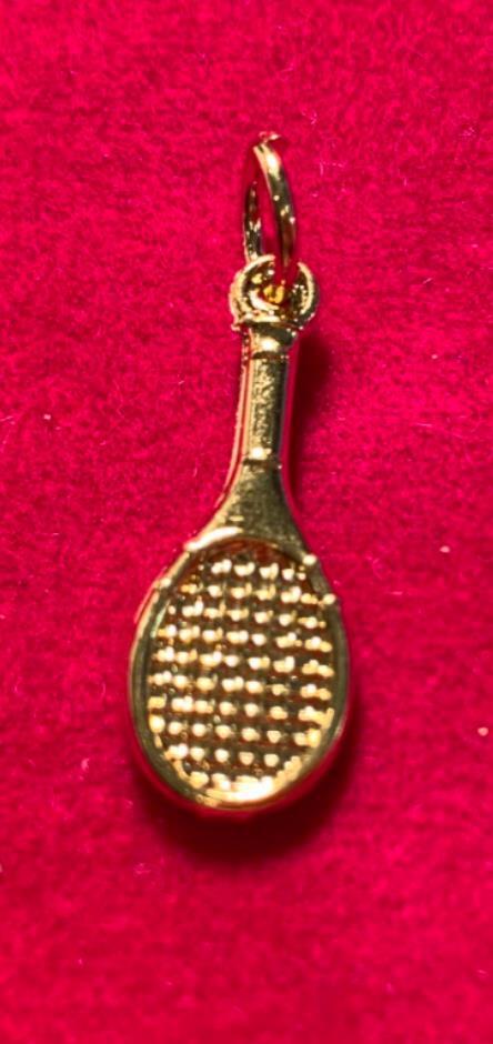 14 KT GOLD PLATED TENNIS RACKET CHARM PENDANT ONE 1/8THS INCH HIGH-404